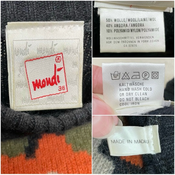 Vintage Mondi Wool Angora Blend Floral Filigree Design Crewneck Sweater - Picture 14 of 15